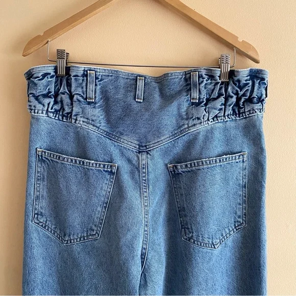 AGOLDE Riya Elasticated Peg Jeans Woman 28 Blue 80s Pleated High Rise NO BELT - Picture 6 of 16